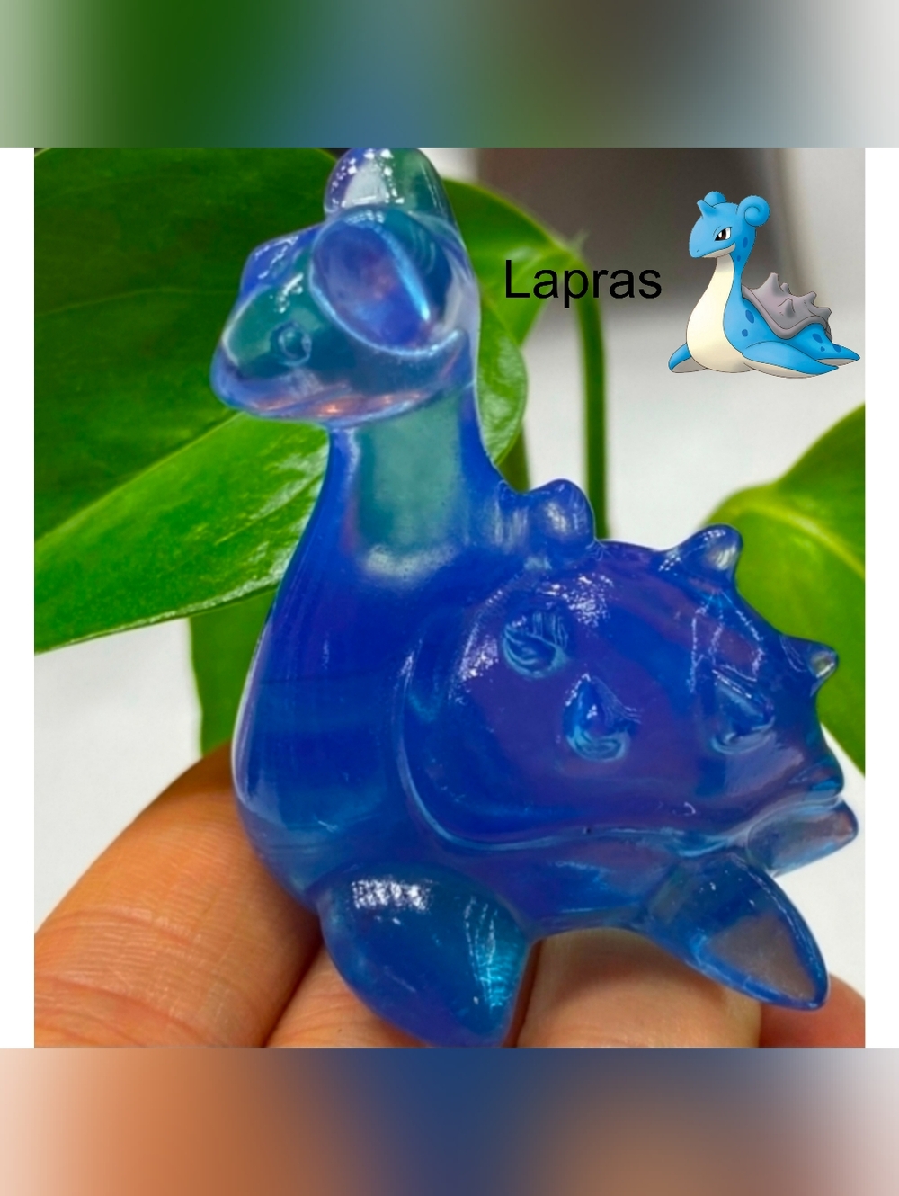 Lapras Pokémon Synthetic Blue Opalite cut